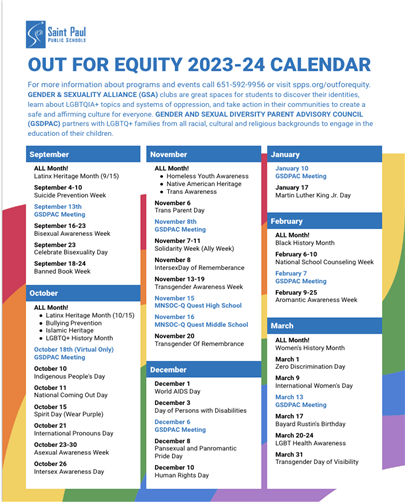 Out For Equity 2023-2024 Calendar 